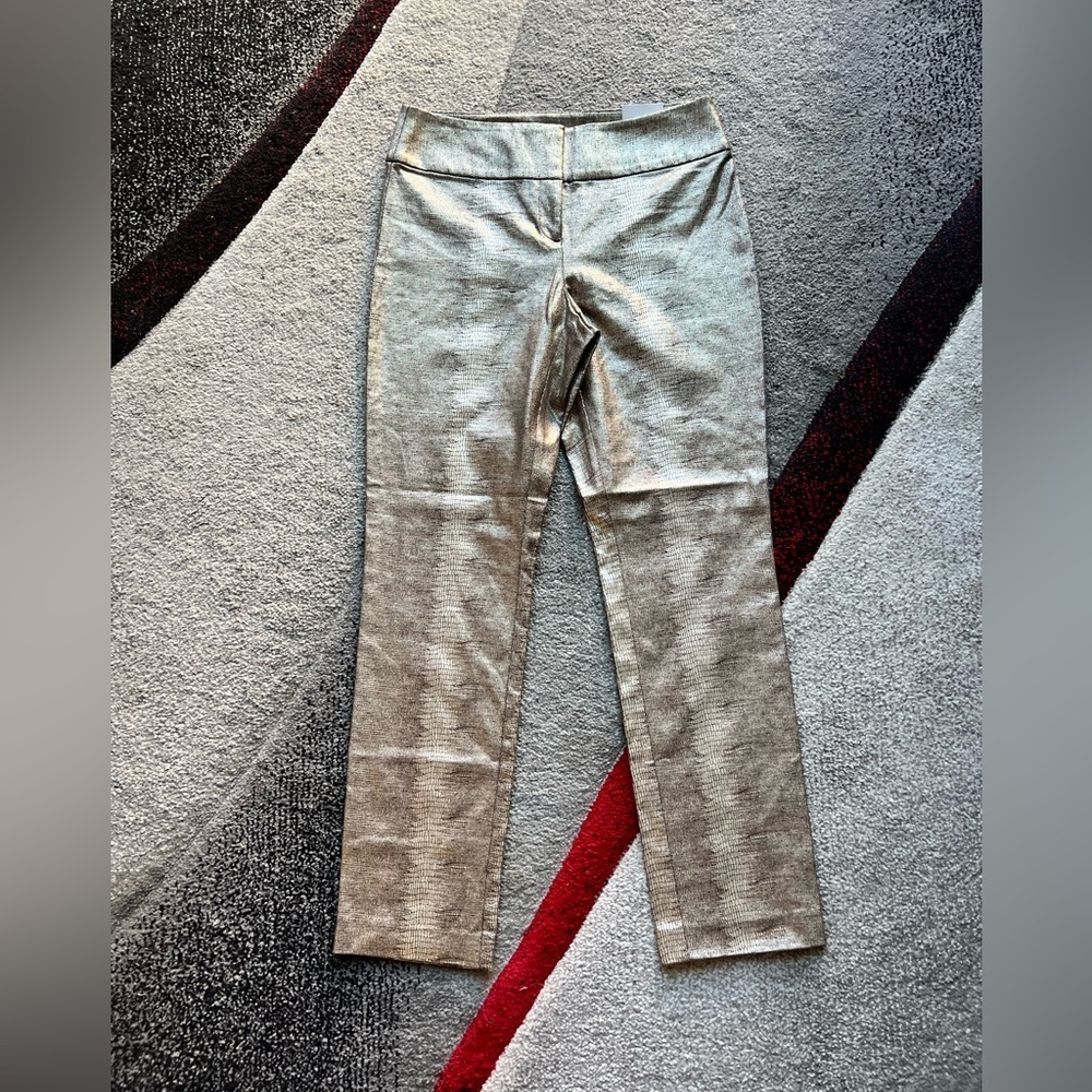 Alfani Gold Metallic Tummy Control Slim Leg Pants